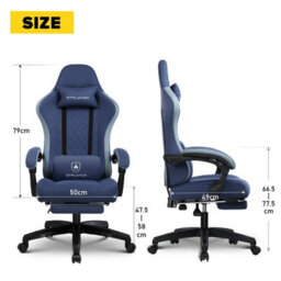 Gtplayer Fabric Gaming Chair With Footrest, Ergonomic Computer Desk Chair With Pocket Spring Cushion Heavy Duty Wide Pc Chair - thumbnail 2