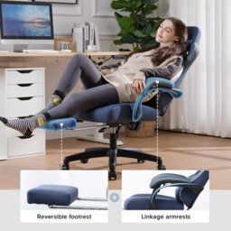Gtplayer Fabric Gaming Chair With Footrest, Ergonomic Computer Desk Chair With Pocket Spring Cushion Heavy Duty Wide Pc Chair - thumbnail 4