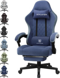 Comhoma Fabric Gaming Chair With Footrest, Ergonomic Computer Desk Chair With Pocket Spring Cushion Heavy Duty Wide Pc Chair