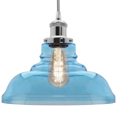 Long Life Lamps Company Modern Vintage Blue Glass Dome Ceiling Pendant Lamp M0235 - image 1