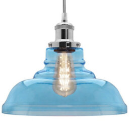 Long Life Lamps Company Modern Vintage Blue Glass Dome Ceiling Pendant Lamp M0235