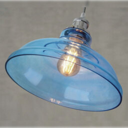 Long Life Lamps Company Modern Vintage Blue Glass Dome Ceiling Pendant Lamp M0235 - thumbnail 5