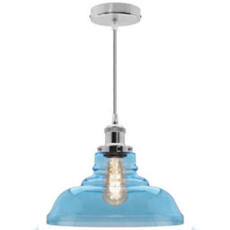 Long Life Lamps Company Modern Vintage Blue Glass Dome Ceiling Pendant Lamp M0235 - thumbnail 3