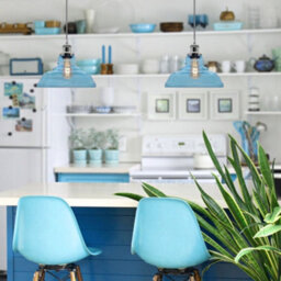 Long Life Lamps Company Modern Vintage Blue Glass Dome Ceiling Pendant Lamp M0235 - thumbnail 7