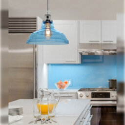 Long Life Lamps Company Modern Vintage Blue Glass Dome Ceiling Pendant Lamp M0235 - thumbnail 8