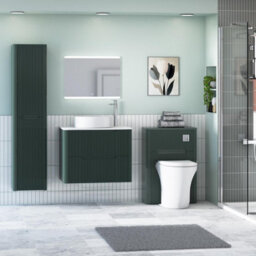 Royal Bathrooms Avenza 600mm Deep Moss Green Wall Hung Bathroom Countertop Vanity Unit 2 Drawer With Art Basin - thumbnail 4