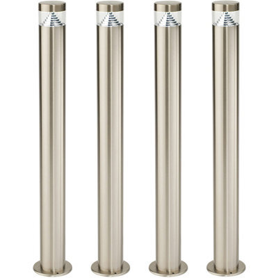 4 Pack Stepped Outdoor Bollard Light - 3.3W Led - 800mm Height - Stainless Steel - image 1
