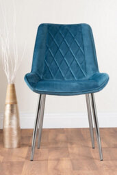 Furniturebox Uk Kylo White Marble Effect Dining Table & 4 Blue Pesaro Silver Chairs - thumbnail 8