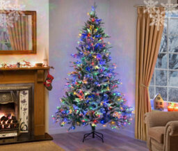 Garden Store Direct Lapland Snow Covered Pre-Lit Christmas Tree 8Ft Multicolour Leds - thumbnail 5