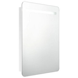 Berkfield Led Bathroom Mirror Cabinet Shining White 60X11X80 Cm - thumbnail 2