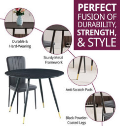 Hallowood Furniture Finley Small Round Dining Table In Black Finish With 4 Black Faux Leather High Back Chairs - thumbnail 2