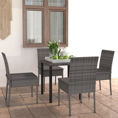 Berkfield 5 Piece Outdoor Dining Set With Cushions Poly Rattan Grey - image 1