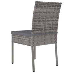 Berkfield 5 Piece Outdoor Dining Set With Cushions Poly Rattan Grey - thumbnail 9