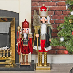 Urbn-Living Urbnliving 60Cm Tall Green Or Red Wood Look Christmas Nutcracker Soldier Xmas Traditional Ornament Assorted Sizes - thumbnail 5