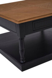 Orsina Black And Natural Wood Coffee Table, 1 Drawer Square Coffee Table For Living Room, Wooden Accent Table - thumbnail 2