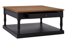 Orsina Black And Natural Wood Coffee Table, 1 Drawer Square Coffee Table For Living Room, Wooden Accent Table - thumbnail 4