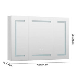Thehotsale 3 Door Wall Mounted Bathroom Mirror Cabinet With Led And Shaver Socket - thumbnail 8