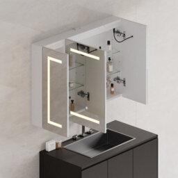 Thehotsale 3 Door Wall Mounted Bathroom Mirror Cabinet With Led And Shaver Socket - thumbnail 2