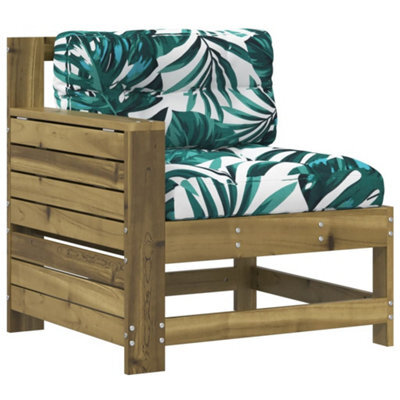Berkfield Comfortable Garden Armrest Sofa With Cushion Impregnated Wood Pine