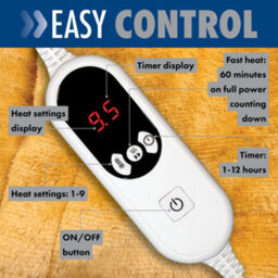 Purus Deluxe Gold Xl Electric Throw Heated Double Over Electric Blanket Soft Fleece 9 Heat & 12 Timer Settings - thumbnail 4