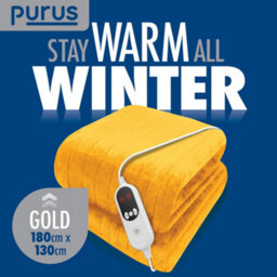 Purus Deluxe Gold Xl Electric Throw Heated Double Over Electric Blanket Soft Fleece 9 Heat & 12 Timer Settings - thumbnail 7
