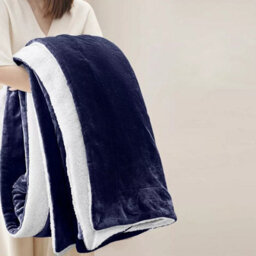 Ameha Sherpa Fleece Blanket Bed Throws For Sofas Large Soft Thick Fluffy Reversible Winter Warm Navy Super King Size 230X270Cm - thumbnail 3