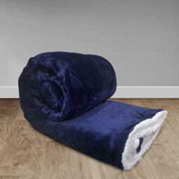 Ameha Sherpa Fleece Blanket Bed Throws For Sofas Large Soft Thick Fluffy Reversible Winter Warm Navy Super King Size 230X270Cm - thumbnail 4