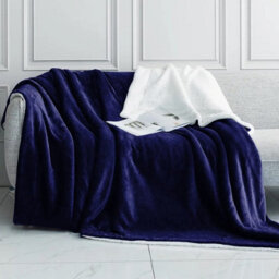 Ameha Sherpa Fleece Blanket Bed Throws For Sofas Large Soft Thick Fluffy Reversible Winter Warm Navy Super King Size 230X270Cm - thumbnail 9