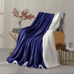 Ameha Sherpa Fleece Blanket Bed Throws For Sofas Large Soft Thick Fluffy Reversible Winter Warm Navy Super King Size 230X270Cm - thumbnail 8
