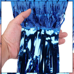Neel Blue Christmas Tinsel Foil Fringe Curtain Backdrop Background, 1 X 2.5M, Blue - thumbnail 7