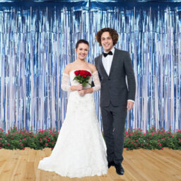 Neel Blue Christmas Tinsel Foil Fringe Curtain Backdrop Background, 1 X 2.5M, Blue - thumbnail 3