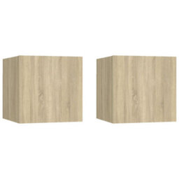 Vidaxl Bedside Cabinets 2 Pcs Sonoma Oak 30.5X30X30 Cm Engineered Wood - thumbnail 1