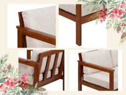 Impact Furniture Garden Armchairs Set 2 Chairs Outdoor High Back Wooden Frame Cream Cushion Cozy - thumbnail 7