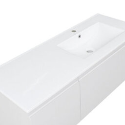 Wyld And Coco Wall-Mounted Vanity Unit With Ceramic Basin, Two Drawers, 120 Cm Light Grey - thumbnail 8