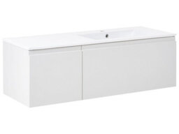 Wyld And Coco Wall-Mounted Vanity Unit With Ceramic Basin, Two Drawers, 120 Cm Light Grey - thumbnail 3