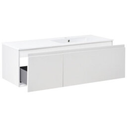 Wyld And Coco Wall-Mounted Vanity Unit With Ceramic Basin, Two Drawers, 120 Cm Light Grey - thumbnail 5