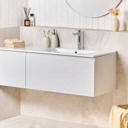 Wyld And Coco Wall-Mounted Vanity Unit With Ceramic Basin, Two Drawers, 120 Cm Light Grey - thumbnail 2