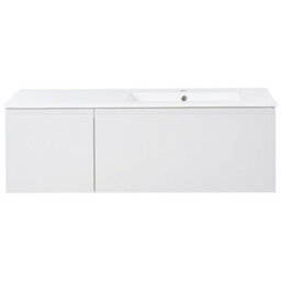 Wyld And Coco Wall-Mounted Vanity Unit With Ceramic Basin, Two Drawers, 120 Cm Light Grey - thumbnail 1