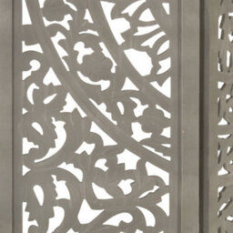Vidaxl Hand Carved 3-Panel Room Divider Grey 120X165 Cm Solid Mango Wood Room Dividers - thumbnail 4