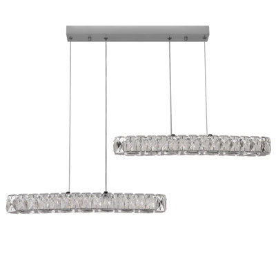 Crystal Chandelier Pendant Ceiling Light Led Dimmable Kitchen Island Dining Room Adjustable Modern Silver Lighting - image 1