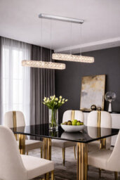 Crystal Chandelier Pendant Ceiling Light Led Dimmable Kitchen Island Dining Room Adjustable Modern Silver Lighting - thumbnail 8
