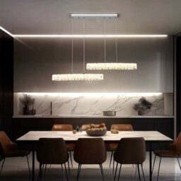 Crystal Chandelier Pendant Ceiling Light Led Dimmable Kitchen Island Dining Room Adjustable Modern Silver Lighting - thumbnail 9