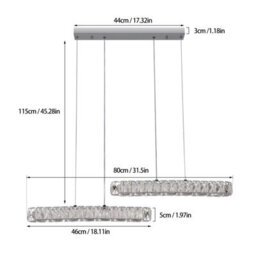 Crystal Chandelier Pendant Ceiling Light Led Dimmable Kitchen Island Dining Room Adjustable Modern Silver Lighting - thumbnail 4