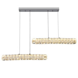 Crystal Chandelier Pendant Ceiling Light Led Dimmable Kitchen Island Dining Room Adjustable Modern Silver Lighting - thumbnail 2