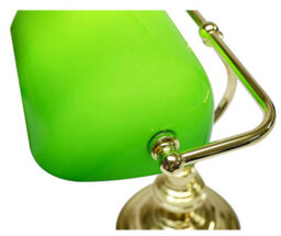 "Trendi 15"" Vintage Green Glass Bankers Desk Lamp With Brass Base Classic Retro Style Lighting For Office, Home, Or Library" - thumbnail 4