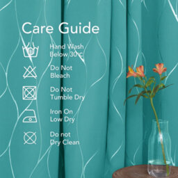 Deconovo Thermal Insulated Eyelet Blackout Curtains, Silver Wave Line Foil Printed Curtains, W46 X L90 Inch, Turquoise, 1 Pair - thumbnail 7
