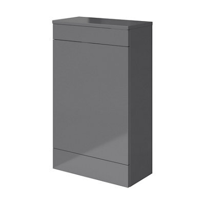 GoodHome Imandra Gloss Grey Modern Freestanding Toilet Cabinet (H)840mm X (W)500mm - image 1