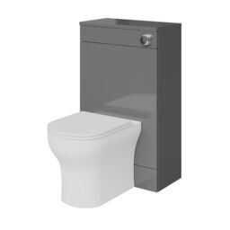 GoodHome Imandra Gloss Grey Modern Freestanding Toilet Cabinet (H)840mm X (W)500mm - thumbnail 3