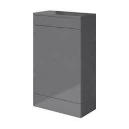 GoodHome Imandra Gloss Grey Modern Freestanding Toilet Cabinet (H)840mm X (W)500mm - thumbnail 1