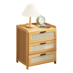 Thehotsale 3-Drawers Bedside Table Wooden Nightstand For Bedroom Natural - thumbnail 3